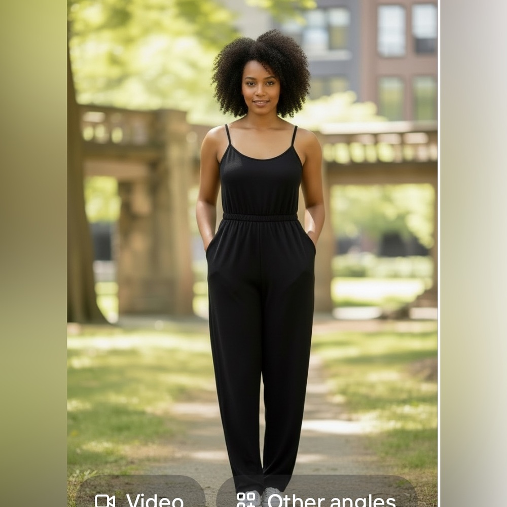 Black Sleeveless Cami Jumpsuit Plus SZ 2X